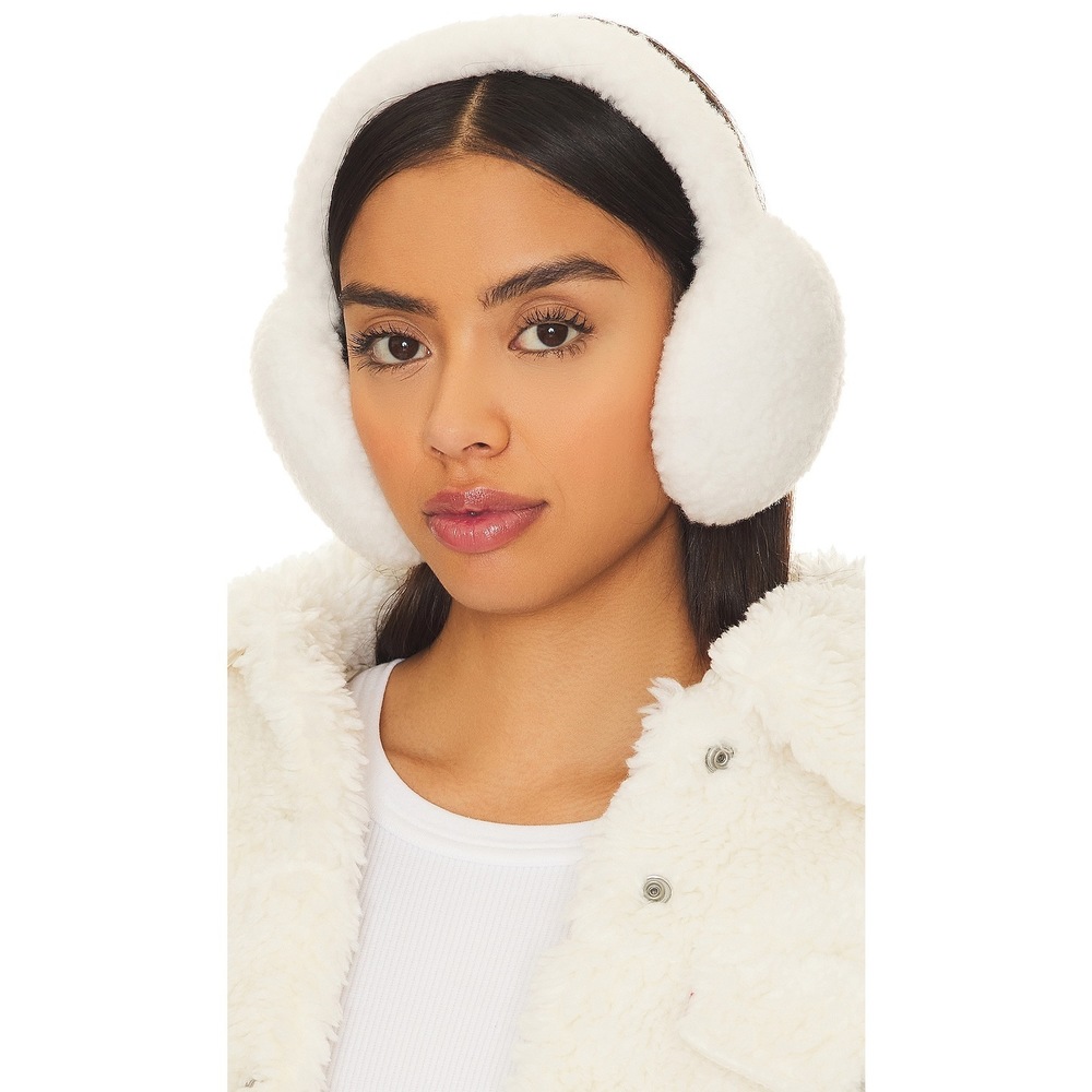 NEW jocelyn Faux Shearling Earmuffs in Ivory white winter ski snow